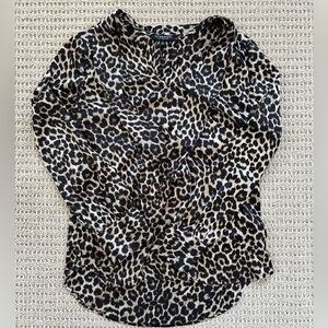 Liverpool Leopard Print Tie Neck Blouse XS